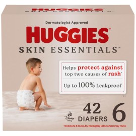 Huggies Size 6 Diapers, Skin Essentials Baby Diapers, Size 6 (35+ lbs), 42 Count