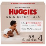 Huggies Size 4 Diapers, Skin Essentials Baby Diapers, Size 4 (22-37 lbs), 58 Count