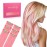 WENNALIFE Peach Pink Clip in Hair Extensions Real Human Hair 35g 6pcs 16 Inch Colored Hair Extensions for Kids Women Colorful Hair Pieces Pop-up Style Straight Extensiones De Cabello Humano Con Clip