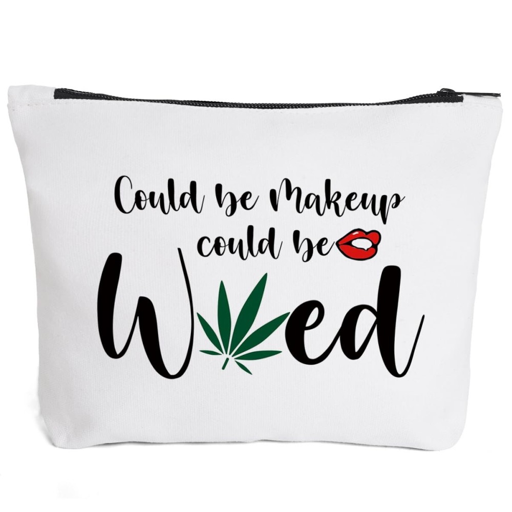 Fokongna Might Be Makeup Might Be Weed Funny Makeup Bag Women Friend Gifts Best Friend Sister Gifts Humor Travel cosmetic bag Toiletry Bag For Women Friends Birthday Christmas Gifts. pink