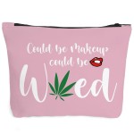 Makeup Bag, Travel Cosmetic Bag, For Women Best Friends Sister Funny Weed Gifts, Small Makeup Zipper Pouch Travel Accessories Organizer Bag Toiletry Case Gifts for Birthday Christmas. pink