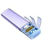 Vaydeer Metal Travel Pill Organizer - Compact Weekly Pill Box for Daily Medication - Portable Small Pill Case for Vitamins, Pills & Supplements (Purple)