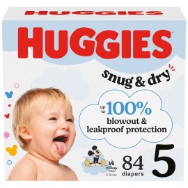 Huggies Size 5 Diapers, Snug & Dry Baby Diapers, Size 5 (27+ lbs), 84 Count, Packaging May Vary