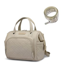 FHELAD Small Diaper Bag Backpack Diaper Tote Bag, Waterproof Multi-Function Mini Tote Maternity Bags Travel Backpacks with Insulated Pockets for Mom, Apricot