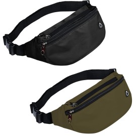 2 Packs Fanny Packs for Men and Women, Waterproof Sports Waist Pack Bag for Travel Hiking Running Hands-free