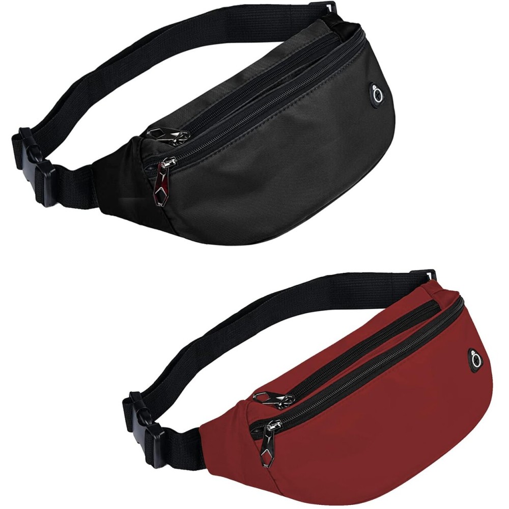 2 Packs Fanny Packs for Men and Women, Waterproof Sports Waist Pack Bag for Travel Hiking Running Hands-free