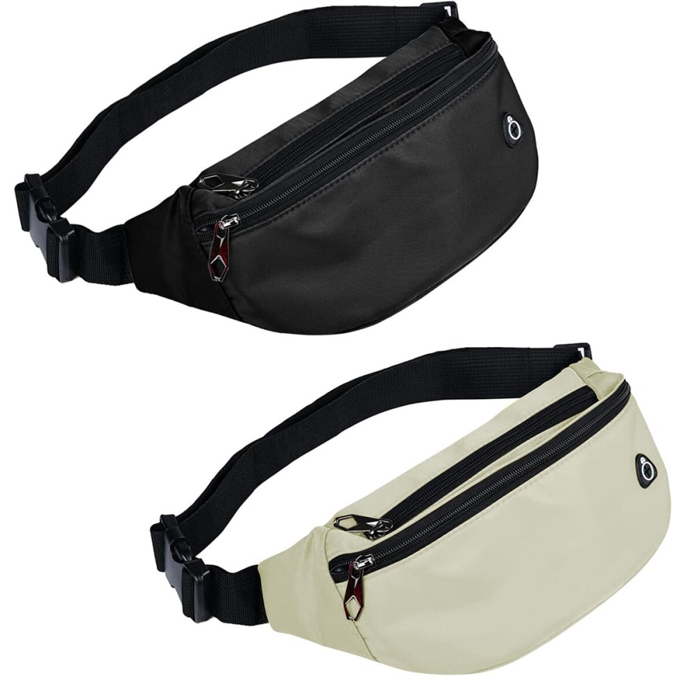 2 Packs Fanny Packs for Men and Women, Waterproof Sports Waist Pack Bag for Travel Hiking Running Hands-free