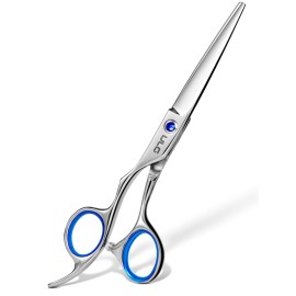 Hair Cutting Scissors for Left Hand, ULG Left-Handed Professional Hair Scissors 6.5-Inch Razor Edge Barber Shears for Salon and Home Hair Cutting Made of Japanese Stainless Steel, Blue Fingerhole Ring