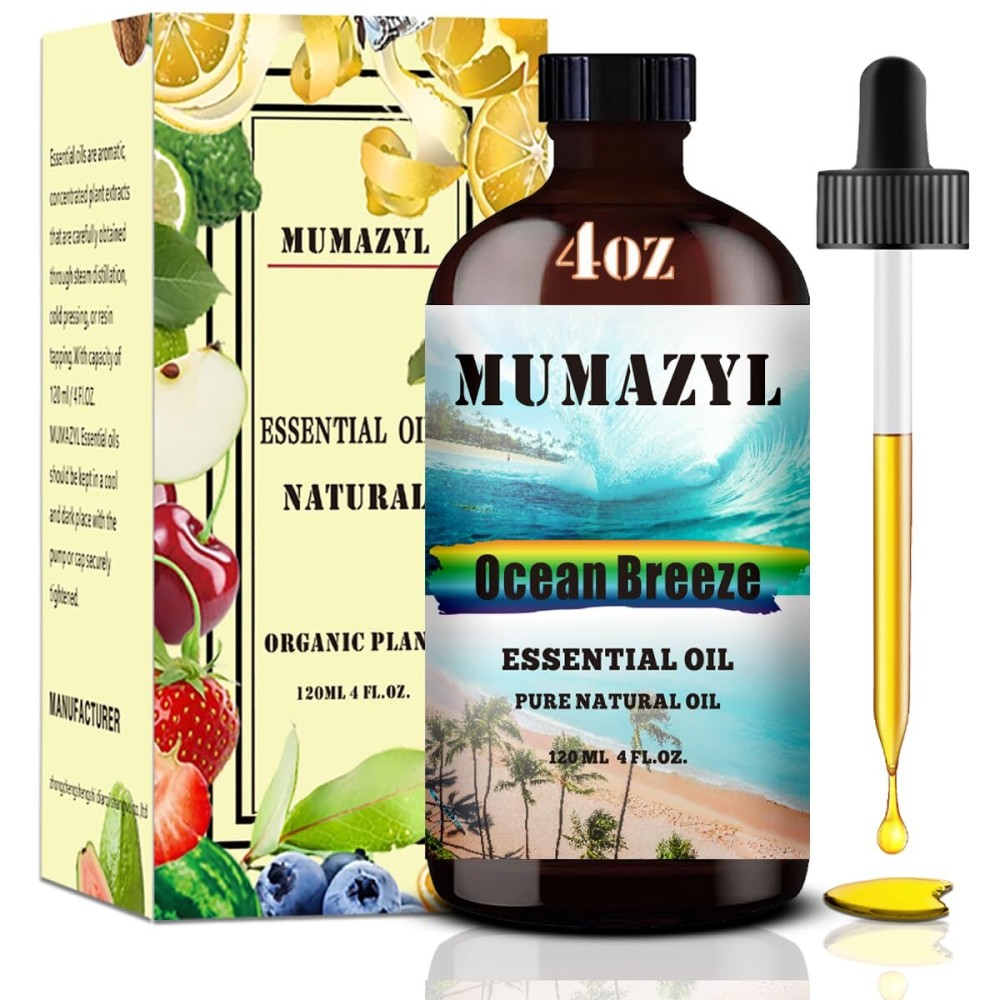 Ocean Breeze Essential Oil, Ocean Breeze Oil 4 Fl Oz 120ML for Diffuser Humidifier Yoga Cleaning DIY Candle Soap Making Fragrance Oils