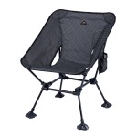 iClimb Ultralight Compact Camping Folding Beach Chair with Anti-Sinking Large Feet and Back Support Webbing (Black Grid- Square Frame)