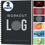 Workout Planner for Daily Fitness Tracking & Goals Setting - 2 Pack, A5 Size, 6 x 8, Charcoal Gray - Improved Thicker Cover - Men & Women Home & Gym Training Diary - Log Book - by Workout Log Gym