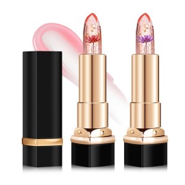 LZYLLS 2PCS Crystal Color Changing Lipstick,Nutritious Moisturizing Lip Balm,Magic Temperature Color Change Lip Gloss Lip Stick