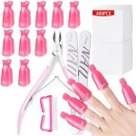 NXJ INFILILA Nail Clips to Remove Gel Polish, Gel Polish Remover Kit with 10Pcs Plastic Resuable Finger and Toe Nail Clips, Cuticle Timmer, 400Pcs Wipes, Files, Brush for Salon Supplies
