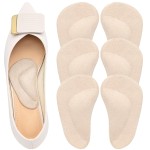 Gel Arch Support, 3 Pairs Shoe Insoles for Flat Feet, Reusable Arch Inserts for Plantar Fasciitis, Adhesive Arch Pad for Relieve Pressure and Foot Pain(Beige)