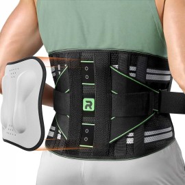 Rakiie Back Brace for Lower Back, 8X Powerful Lumbar Support with 3D Pad, Support Belt for Men Women, Breathable Back Support Brace with Adjustable Strap, Green Size M