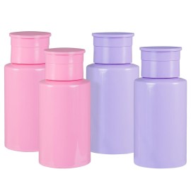 Push Down Pump Dispenser Bottles: Refillable Liquid Containers for Alcohol, Nail Polish Makeup Remover, Salon, Hospital, Travel Use