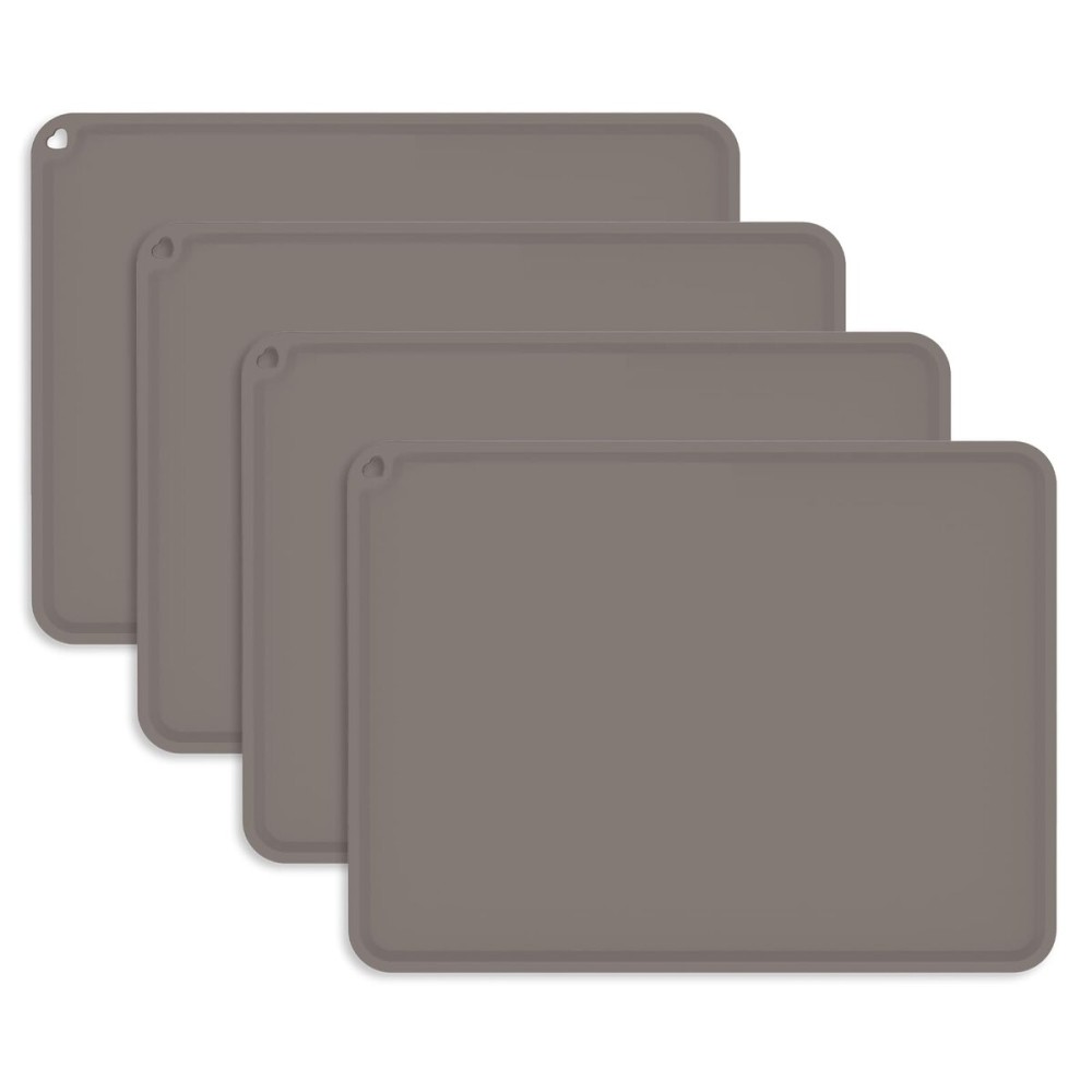 KVK Kids Silicone Placemat, KVK Baby Placemats for Kids Toddler Children Reusable Non-Slip Table Mats Baby Food Mats for Restaurant, 4 Pack, Gray