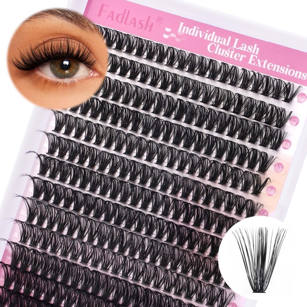 FADLASH DIY Lash Clusters Individual Eyeslash Extension Wispy Natural Look Eyelash Clusters D Curl Reusable Fluffy Eyelash Self Application at Home (40D-0.07D-12-18MIX)