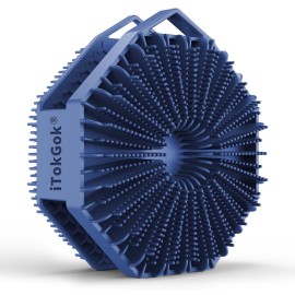 iTOKGOK 2-in-1 Silver-Infused Silicone Body Scrubber, Double-Sided Design Body Brush Body Scrubber Exfoliating Body Brushes for Sensitive Skin for Showering, Silicone Loofah - Blue