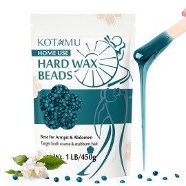 KOTAMU Hard Wax Beads for Hair Removal, 1lb Jasmine Wax Beads for Sensitive Skin Armpit Abdomen Face Leg Full Body Waxing Beans for Women Men at Home Wax Refill (Coarse & Stubborn Hair Formula)