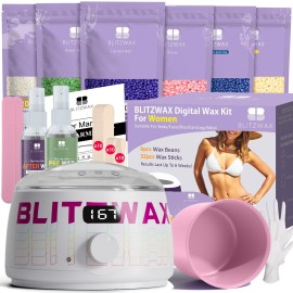 BLITZWAX Brazilian and Bikini Waxing Kit for Women, Hard Wax Warmer for Face, Legs, and Body, At Home Hair Removal Kit, Beginner Friendly, Quick Heating, Frost Reverb Digital Wax Pot