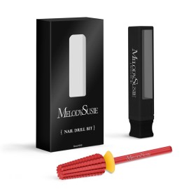 MelodySusie Super Cut Edition 5 in 1 Nail Drill Bits, 3/32\'\' Carbide Tungsten Multi-function Bits, Suitable for Manicure Pedicure Cuticle Gel Polishing, Red, Series Bit-M, Double Coarse