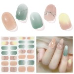 DUKASOU Semi Cured Gel Nail Strips, Green Jade | 28 pcs Chinese Style Gel Nail Strips Work with Any UV Lamp, Salon Quality New Chinese Nail Stickers, Include Prep Pads, Nail File&Wood Stick