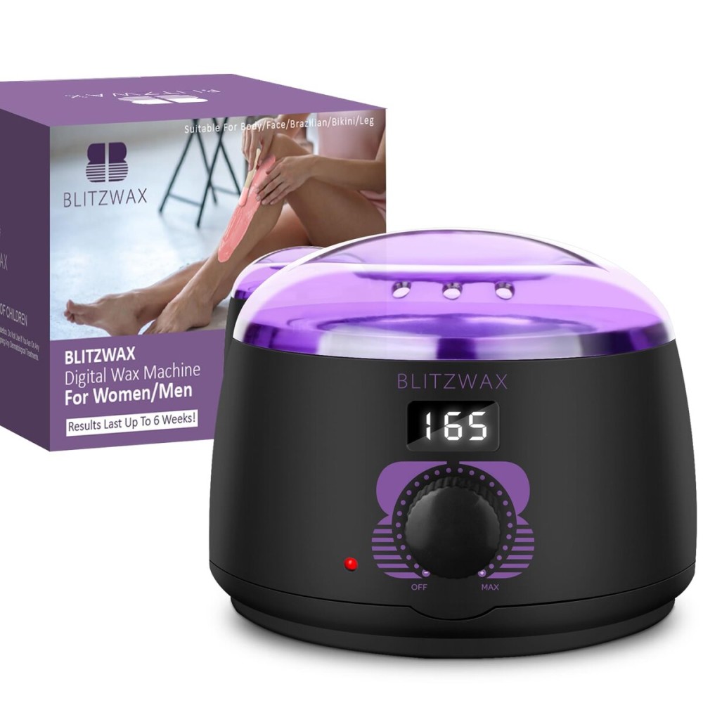 BLITZWAX Brazilian and Bikini Wax Pot for Women, Hard Waxing Warmer for Face, Legs and Body, At Home Hair Removal Machine, Beginner Friendly, Digital Fast Heating, 16oz Capacity