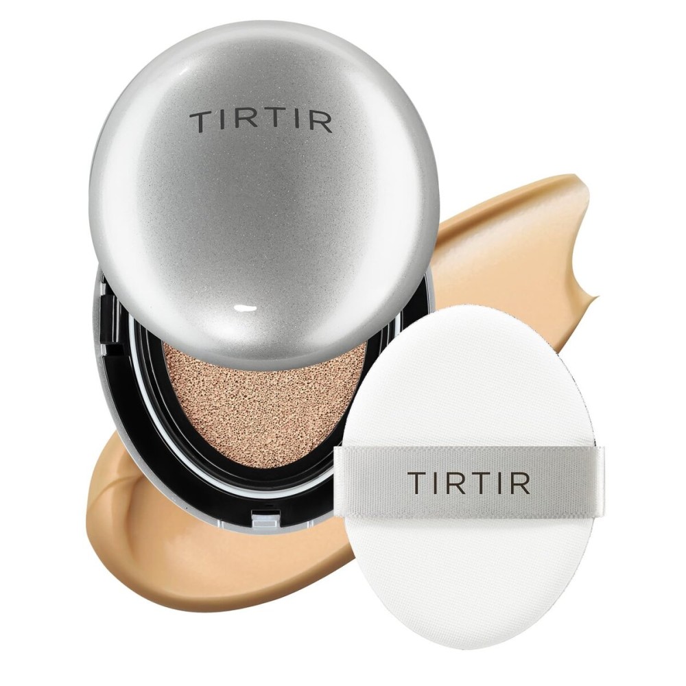TIRTIR Mask Fit Aura Silver Cushion Foundation | Semi-glow Finish, Natural Coverage, Moisturizing, Lightweight, Korean cushion foundation (29N Natural Beige, Full Size, 0.63 Fl Oz)
