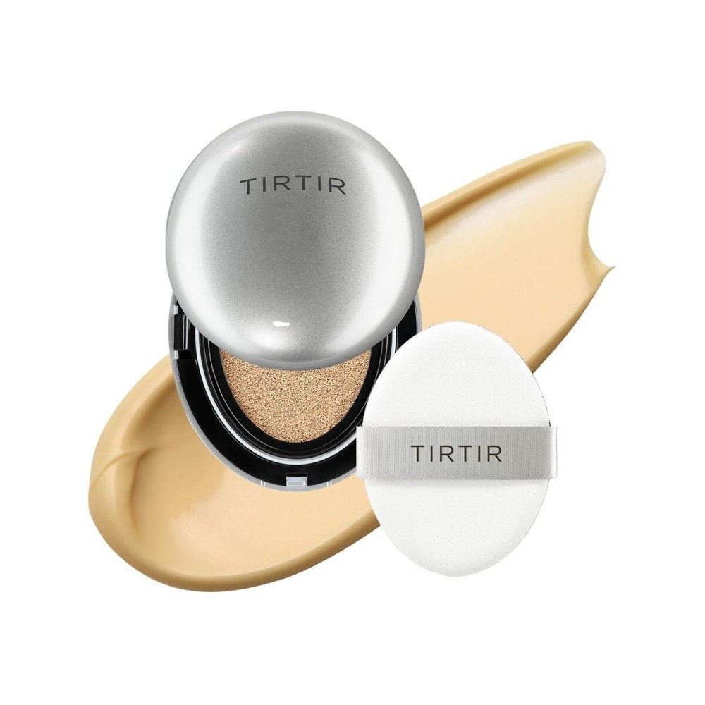 [*Mini Size*] TIRTIR Aura Glow Silver Cushion | Korean Cushion Foundation, (24W Soft Beige, 0.15 Fl Oz)