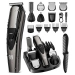 SHPAVVER Beard Trimmer for Men: Professional Barber Hair Clippers - 12-in-1 Cordless Grooming Kit - Waterproof Electric Razor with Turbo Speed & Precision Blades, Black