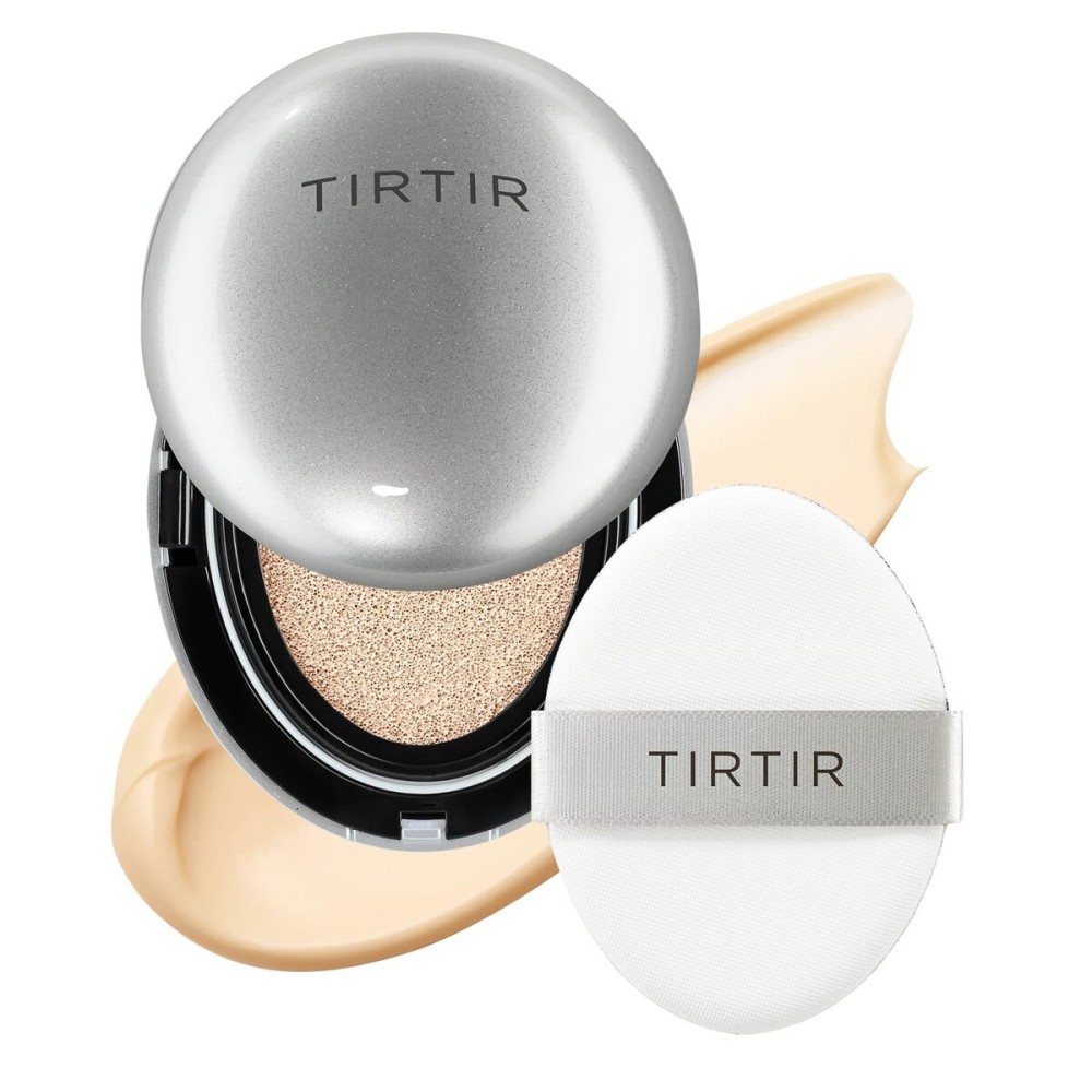 TIRTIR Mask Fit Aura Silver Cushion Foundation | Semi-glow Finish, Natural Coverage, Moisturizing, Lightweight, Korean cushion foundation (13N Fair Ivory, Full Size, 0.63 Fl Oz)