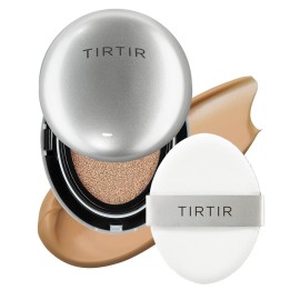 TIRTIR Mask Fit Aura Silver Cushion Foundation | Semi-glow Finish, Natural Coverage, Moisturizing, Lightweight, Korean cushion foundation (35N Walnut, Full Size, 0.63 Fl Oz)