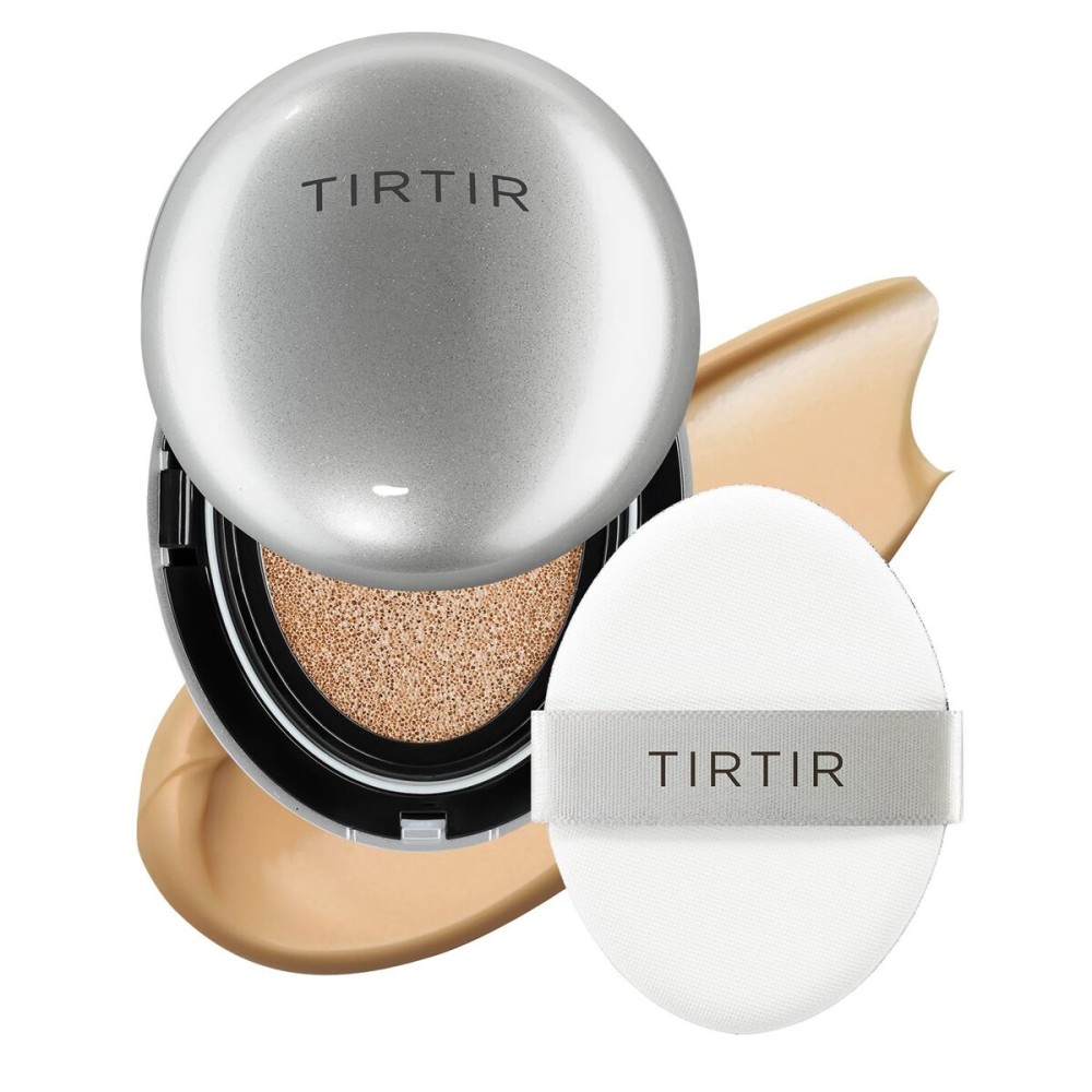 TIRTIR Mask Fit Aura Silver Cushion Foundation | Semi-glow Finish, Natural Coverage, Moisturizing, Lightweight, Korean cushion foundation (31N French Beige, Full Size, 0.63 Fl Oz)