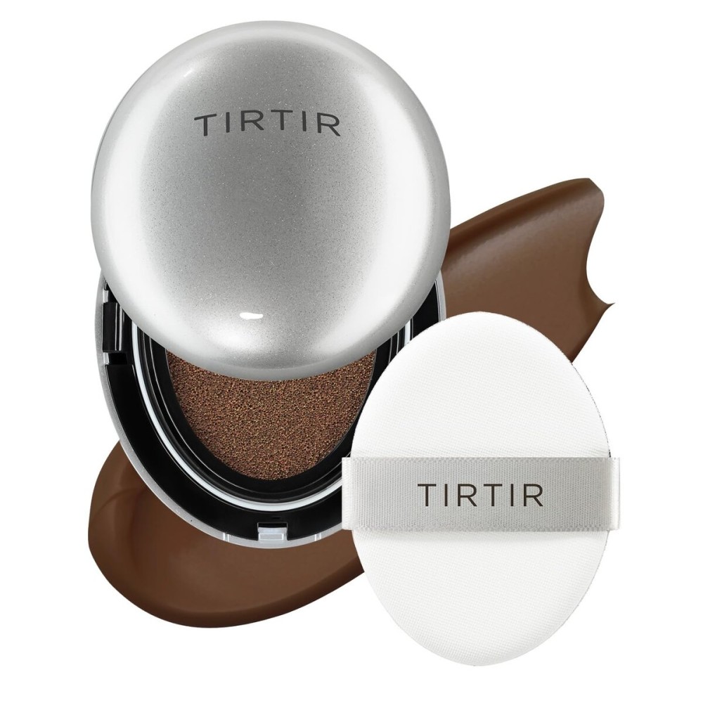 TIRTIR Mask Fit Aura Silver Cushion Foundation | Semi-glow Finish, Natural Coverage, Moisturizing, Lightweight, Korean cushion foundation (51N Fudge, Full Size, 0.63 Fl Oz)