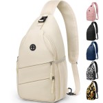Pritent Crossbody Bags for Women Men Trendy Sling Bag Bakpack Casual Chest Bag with Convertible Shoulder Strap Travel Cross Body Bag for Hiking Traveling Outdoors(Beige)