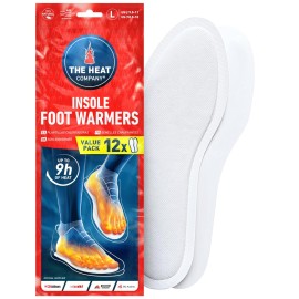 THE HEAT COMPANY Insole Foot Warmers - 12 Pairs - 9h of Extra Warmth - Instant Heat - Air Activated Feet Warmers - Purely Natural - Toe Warmers for Feet - Insole Foot Warmers for Women & Men - Large