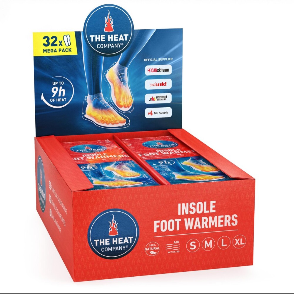 THE HEAT COMPANY Insole Foot Warmers - 32 Pairs - 9h of Extra Warmth - Instant Heat - Air Activated Feet Warmers - Purely Natural - Toe Warmers for Feet - Insole Foot Warmers for Women & Men - Medium