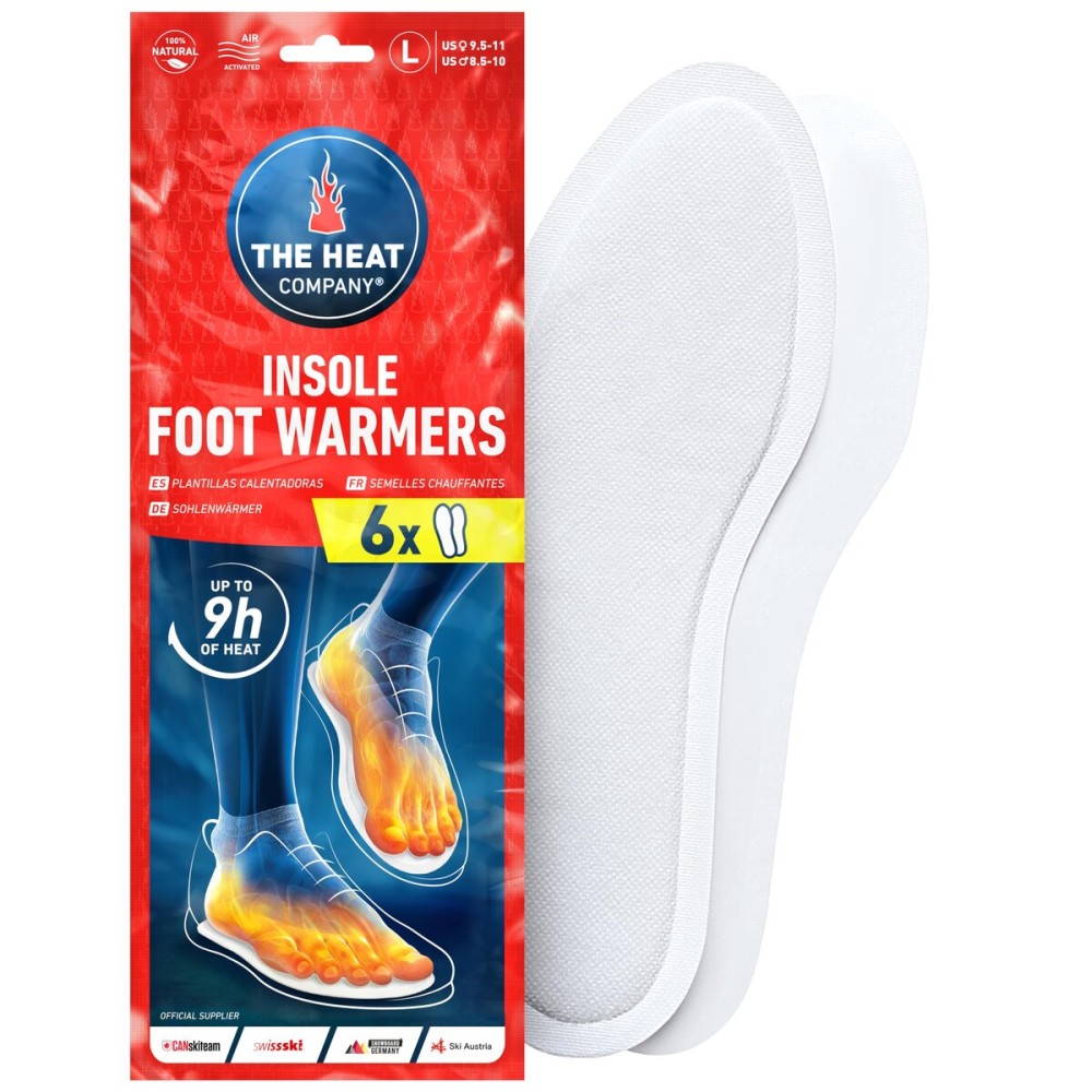 THE HEAT COMPANY Insole Foot Warmers - 6 Pairs - 9h of Extra Warmth - Instant Heat - Air Activated Feet Warmers - Purely Natural - Toe Warmers for Feet - Insole Foot Warmers for Women & Men - Large