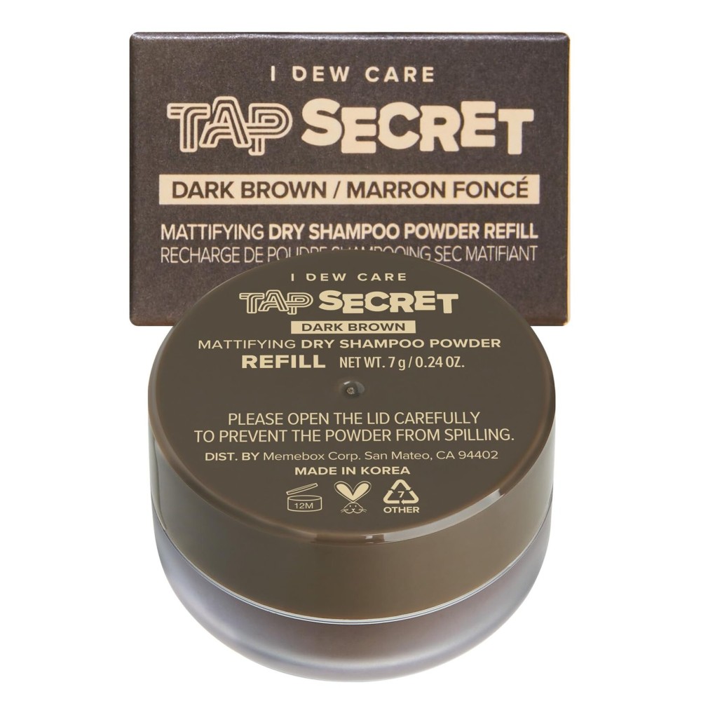 I DEW CARE Biotin Clarifying Dry Shampoo - Tap Secret Dark Brown Refill | Strengthening & Volumizing, Powder Type, Refillable, Travel size, Non-aerosol, Korean Ginseng, Gifts For Women, 0.28 Oz