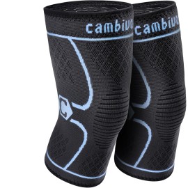 CAMBIVO 2 Pack Knee Brace, Knee Compression Sleeve Support for Men and Women, Knee Pads for Running, Hiking, Meniscus Tear, Arthritis, Joint Pain Relief (Blue, Small)