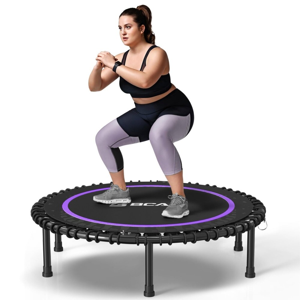 BCAN 40 Adult Fitness Trampoline with Durable Bungees, Stable & Quiet Exercise Rebounder,Great Mini Trampoline for Indoor/Garden Workout - Purple