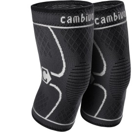 CAMBIVO 2 Pack Knee Brace, Knee Compression Sleeve Support for Men and Women, Knee Pads for Running, Hiking, Meniscus Tear, Arthritis,Joint Pain Relief (Gray,Small)
