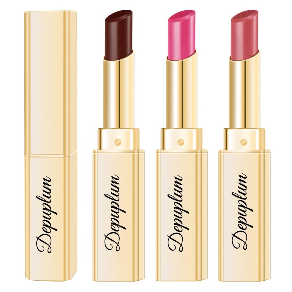 Depuplum 3Pc Hydrate Lipstick for Women Berry Hot Pink Pink Moisture Lipstick Lip Gloss Sheer-Medium Coverage Long Lasting Lipsticks for Dry Lips, DM65/89/96