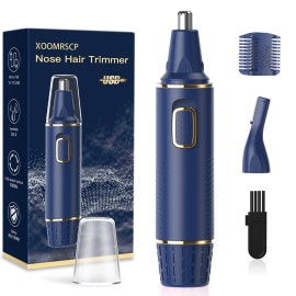 XOOMRSCP Nose Hair Trimmers for MenRechargeable Hair Trimmer 2 in 1 Painless Multifunctional Ear and Nose Hair Trimmer with IPX7 Waterproof Dual Edge Blades (Blue)