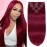 99J Burgundy human hair clip in extensions 20inch 120g Clip in Hair Extensions Real Human Hair Clip Ins 8pcs Double Weft Handmade Per Set with 18clips Straight Hair for Women(99J)