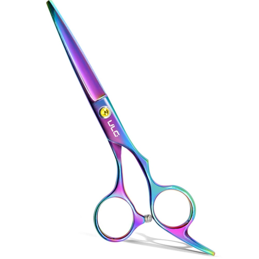 ULG Hair Cutting Scissors, Professional Hair Scissors 6.5 inch Right-Hand Razor Edge Barber Shears Salon Hair Cutting Shears Made of Japanese Stainless Steel, Hand Sharpened Rainbow