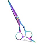 ULG Hair Cutting Scissors, Professional Hair Scissors 6.5 inch Right-Hand Razor Edge Barber Shears Salon Hair Cutting Shears Made of Japanese Stainless Steel, Hand Sharpened Rainbow