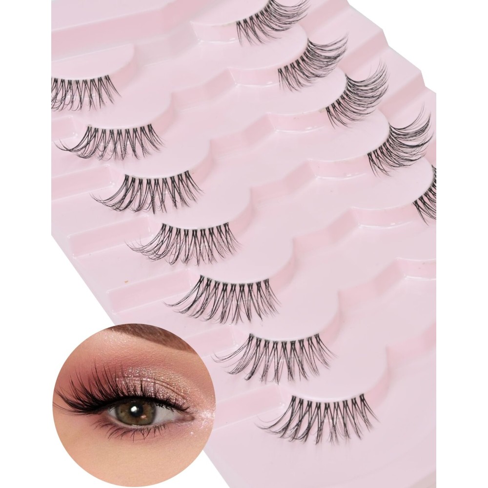 Wispy Half Lashes - Natural Corner Lashes 3/4 False Eyelashes Clear Band W07