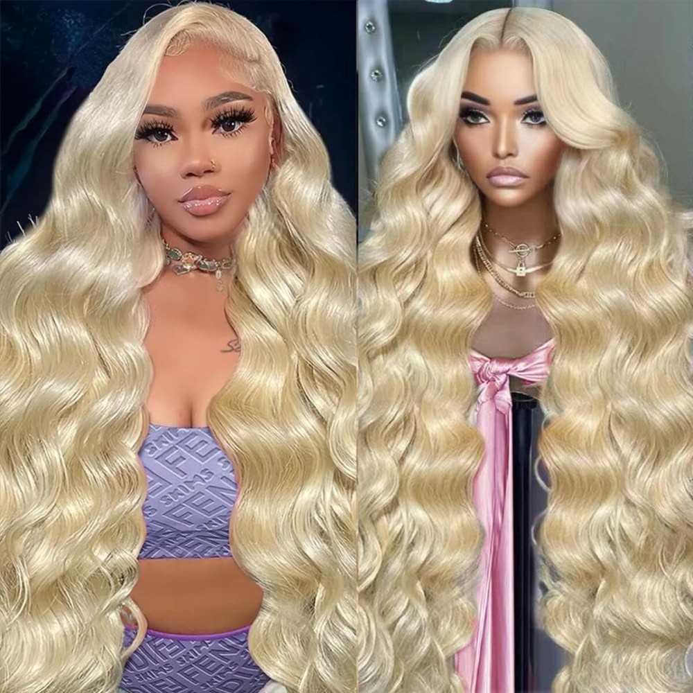 JINNOO 613 Lace Front Wig Human Hair 200 Density Blonde Wig Human Hair 13x6 HD Lace Front Wigs 613 Body Wave Lace Front Wigs Pre Plucked 28 Inch